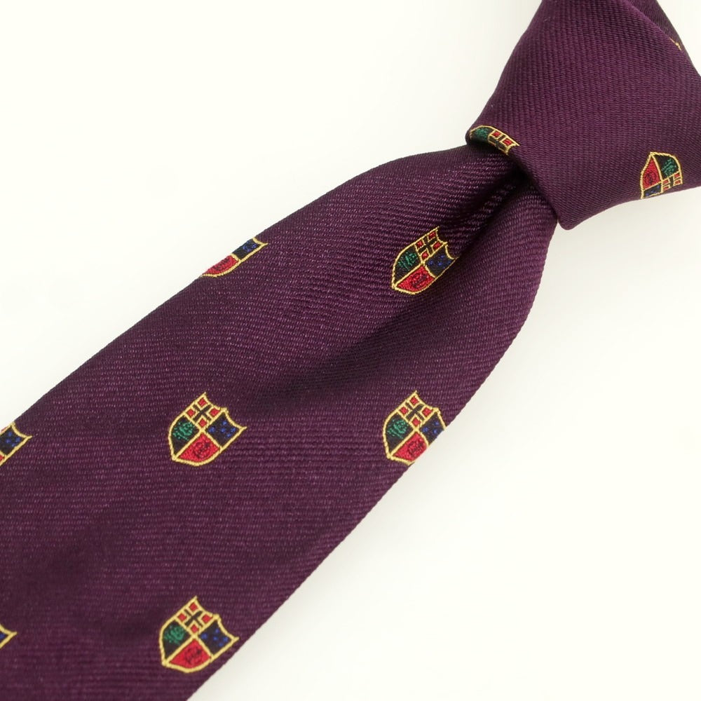 【中古】ジョン コンフォート JOHN COMFORT シルク クレスト 小紋柄ネクタイ パープルxレッド【 状態ランクB 】【 メンズ 】