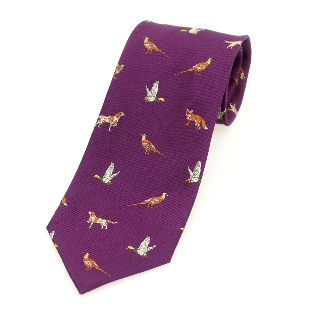 【中古】フマガッリ Fumagalli シルクウール アニマル 小紋柄ネクタイ パープル【 状態ランクC 】【 メンズ 】