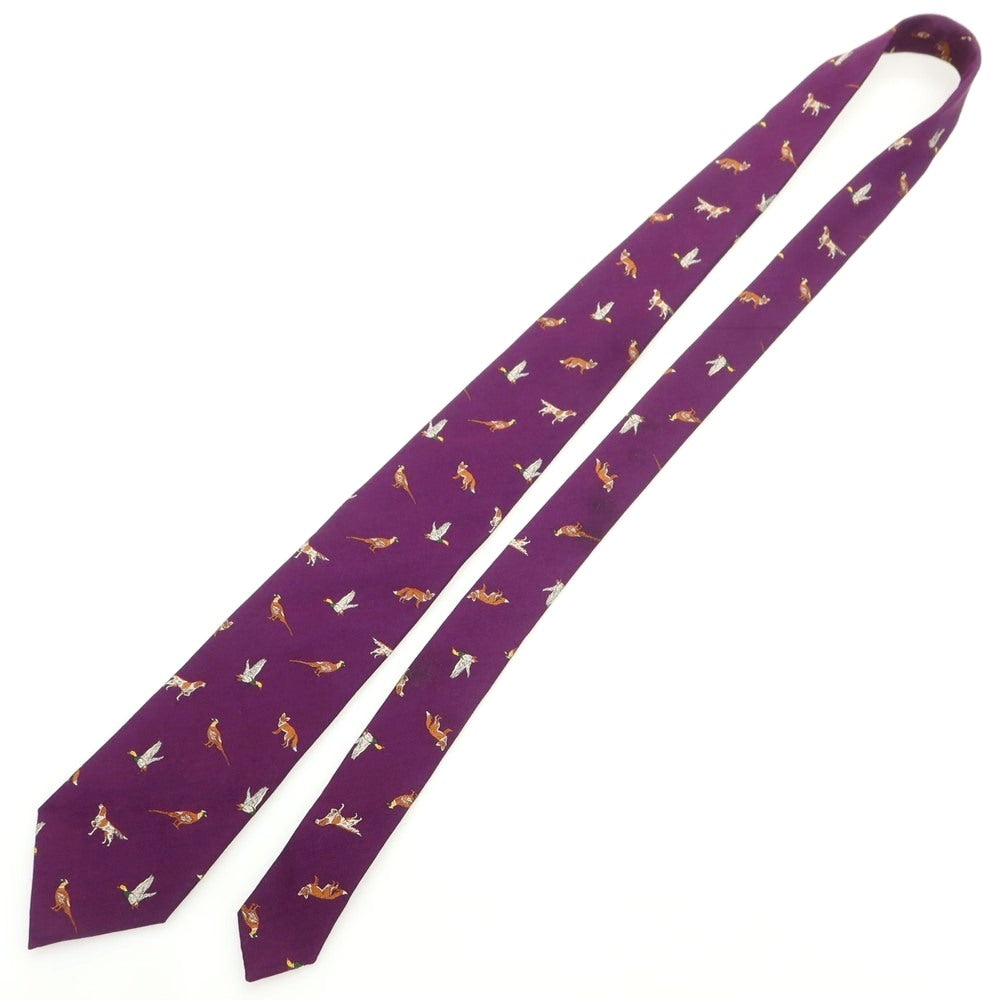【中古】フマガッリ Fumagalli シルクウール アニマル 小紋柄ネクタイ パープル【 状態ランクC 】【 メンズ 】