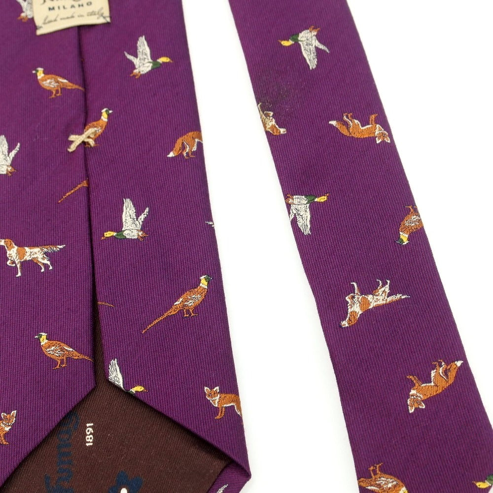 【中古】フマガッリ Fumagalli シルクウール アニマル 小紋柄ネクタイ パープル【 状態ランクC 】【 メンズ 】