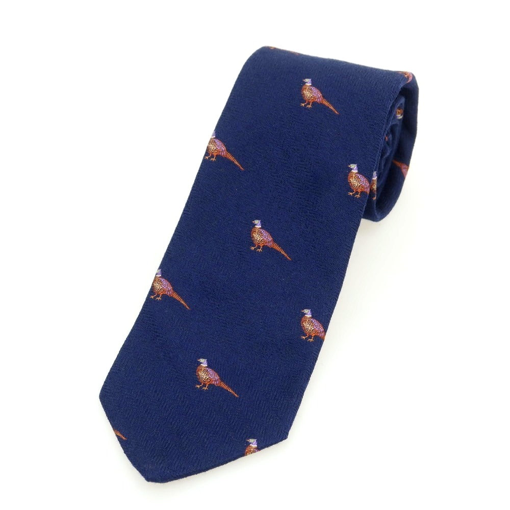 【中古】ブルックスブラザーズ Brooks Brothers シルクウール アニマル 小紋柄ネクタイ ネイビー【 状態ランクB 】【 メンズ 】