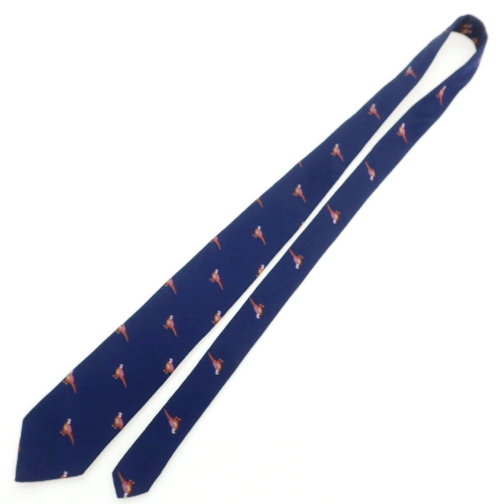 【中古】ブルックスブラザーズ Brooks Brothers シルクウール アニマル 小紋柄ネクタイ ネイビー【 状態ランクB 】【 メンズ 】
