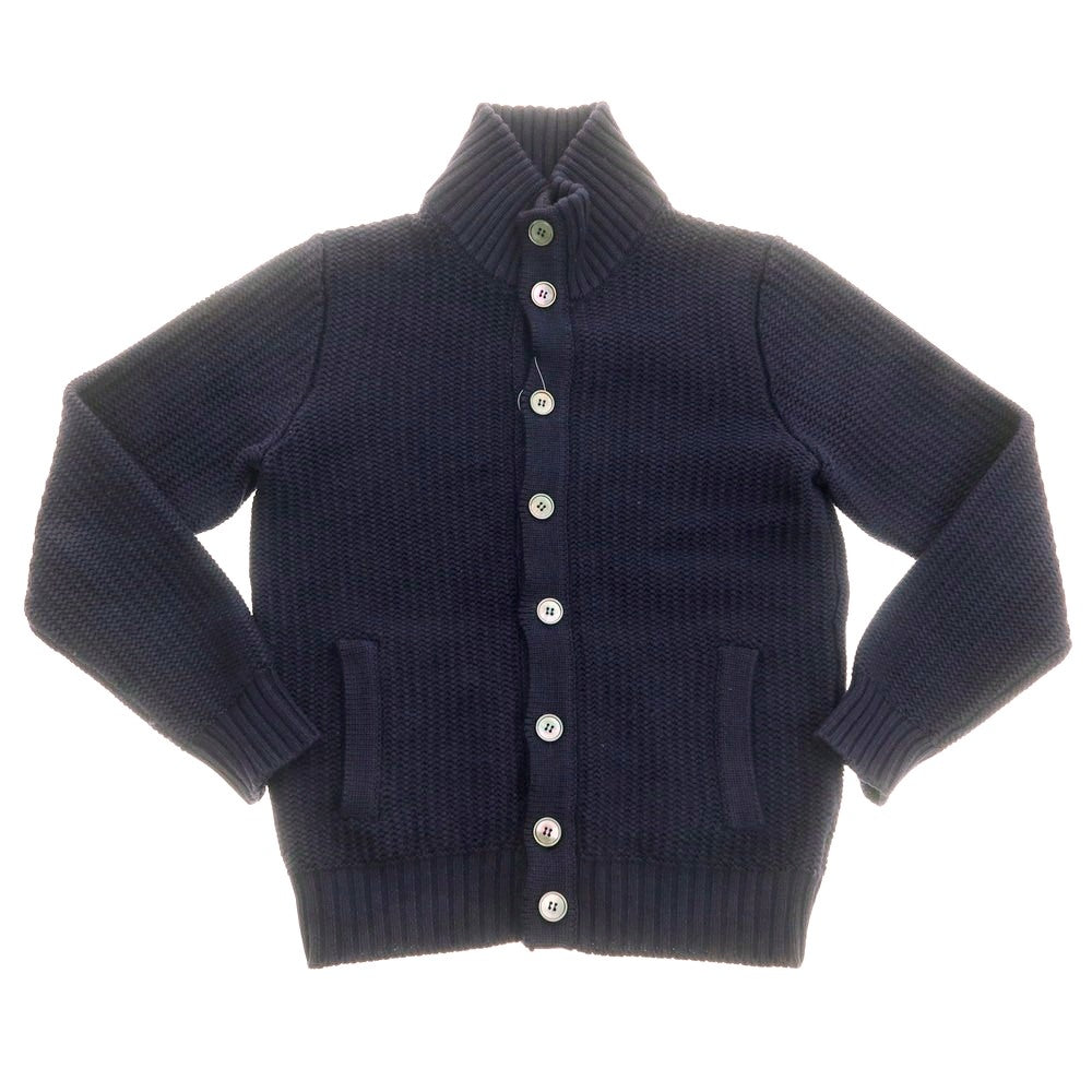 【中古】ザノーネ ZANONE CHIOTO キョート ミドルゲージ ウール スタンドカラー カーディガン ネイビー【 44 】【 状態ランクC 】【 メンズ 】