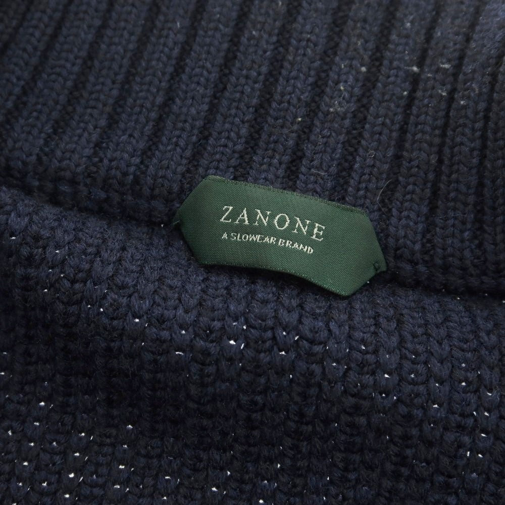 【中古】ザノーネ ZANONE CHIOTO キョート ミドルゲージ ウール スタンドカラー カーディガン ネイビー【 44 】【 状態ランクC 】【 メンズ 】