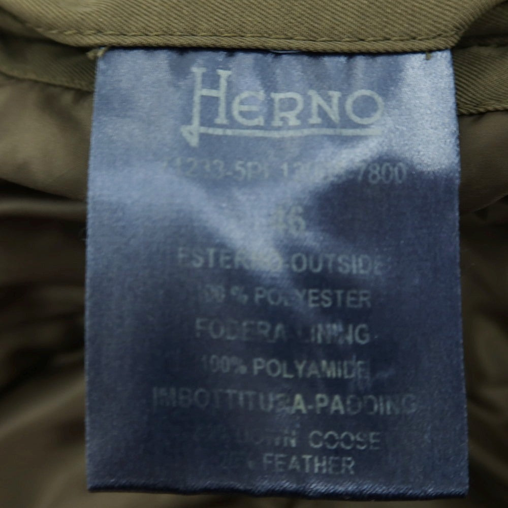 【中古】ヘルノ Herno ポリエステル ダウン フィールドジャケット オリーブグリーン【 46 】【 状態ランクC 】【 メンズ 】