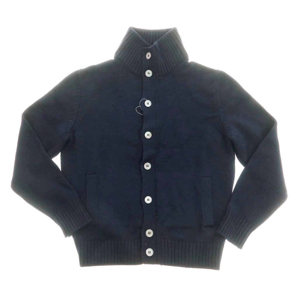 【中古】ザノーネ ZANONE ミドルゲージ ウール スタンドカラー カーディガン ネイビー【 48 】【 状態ランクC 】【 メンズ 】