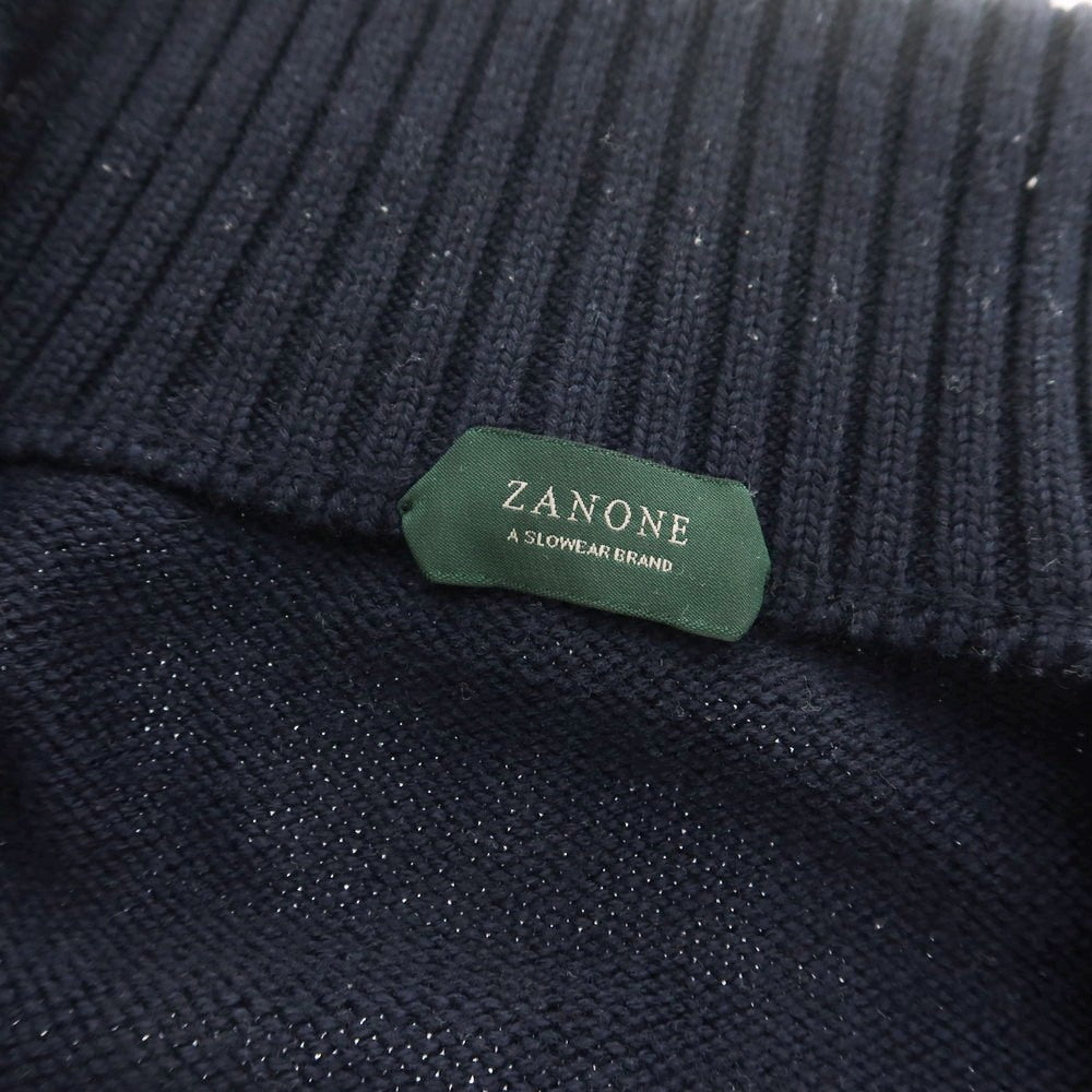 【中古】ザノーネ ZANONE ミドルゲージ ウール スタンドカラー カーディガン ネイビー【 48 】【 状態ランクC 】【 メンズ 】