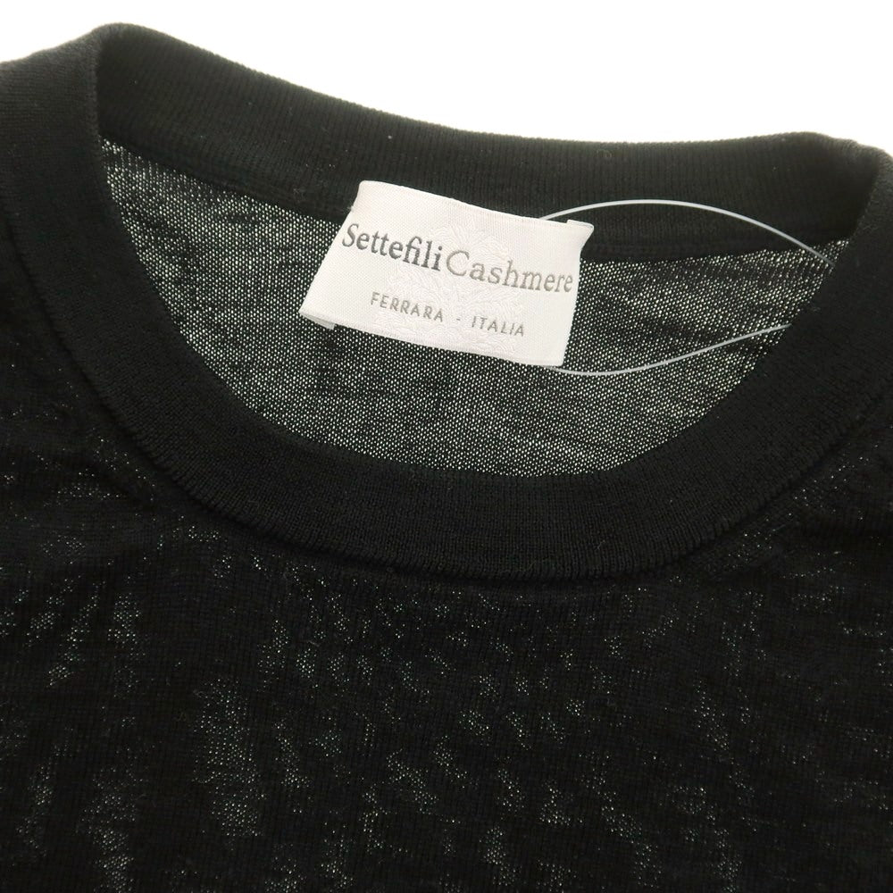 【中古】セッテフィーリ カシミア Settefili Cashmere ハイゲージ ウール クルーネック プルオーバーニット ブラック【 S/48 】【 状態ランクB 】【 メンズ 】