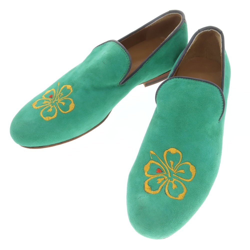 【中古】ポルペッタ polpetta スエード 刺しゅう ヴァンプローファー グリーン【 39 】【 状態ランクB 】【 メンズ 】