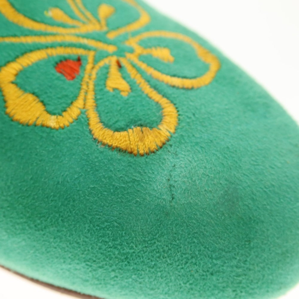 【中古】ポルペッタ polpetta スエード 刺しゅう ヴァンプローファー グリーン【 39 】【 状態ランクB 】【 メンズ 】