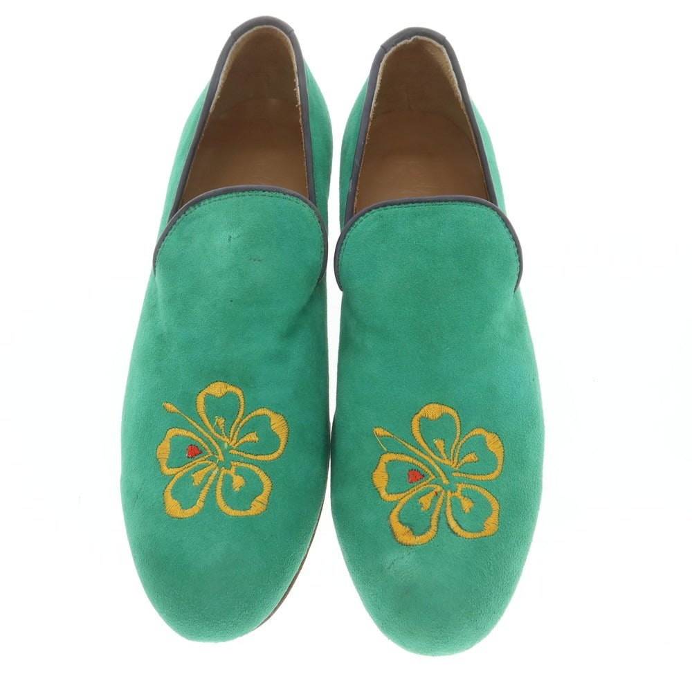 【中古】ポルペッタ polpetta スエード 刺しゅう ヴァンプローファー グリーン【 39 】【 状態ランクB 】【 メンズ 】