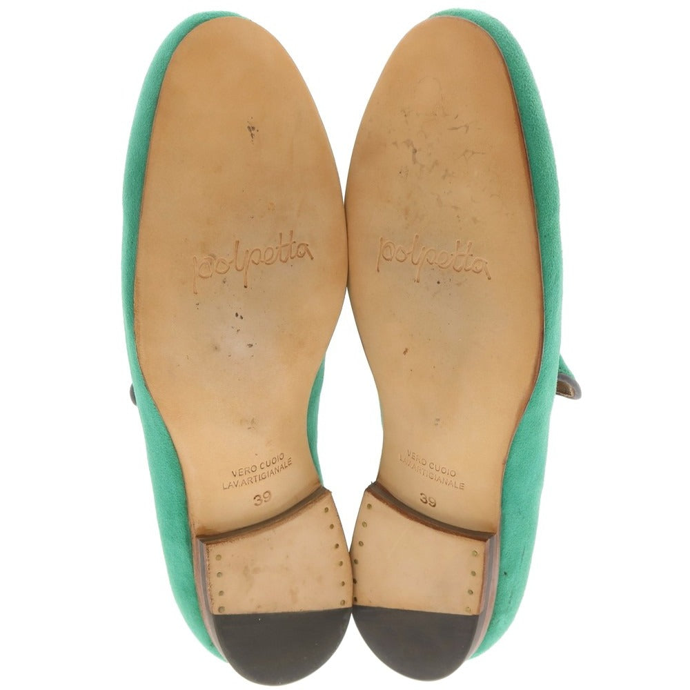 【中古】ポルペッタ polpetta スエード 刺しゅう ヴァンプローファー グリーン【 39 】【 状態ランクB 】【 メンズ 】