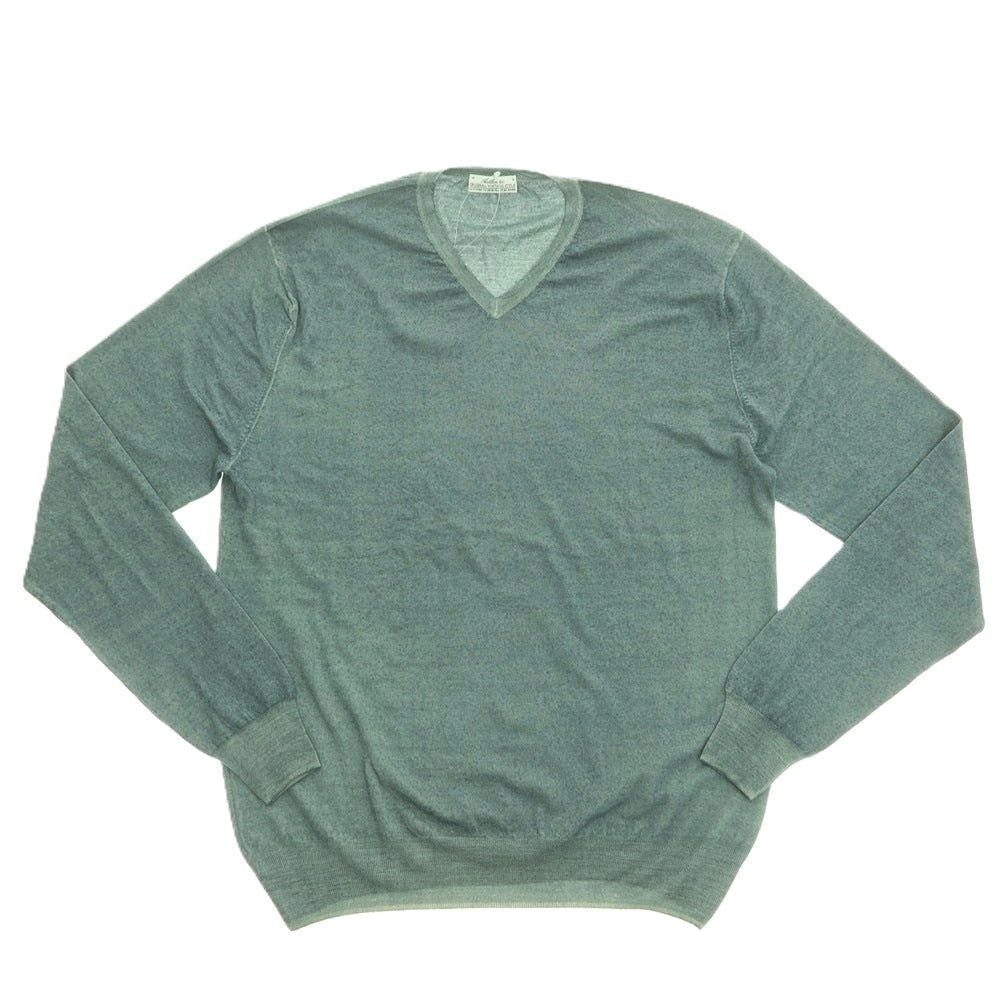 【中古】オリジナルヴィンテージスタイル ORIGINAL VINTAGE STYLE ハイゲージ ウール Vネック プルオーバーニット グリーン【 表記なし(XL位) 】【 状態ランクB 】【 メンズ 】