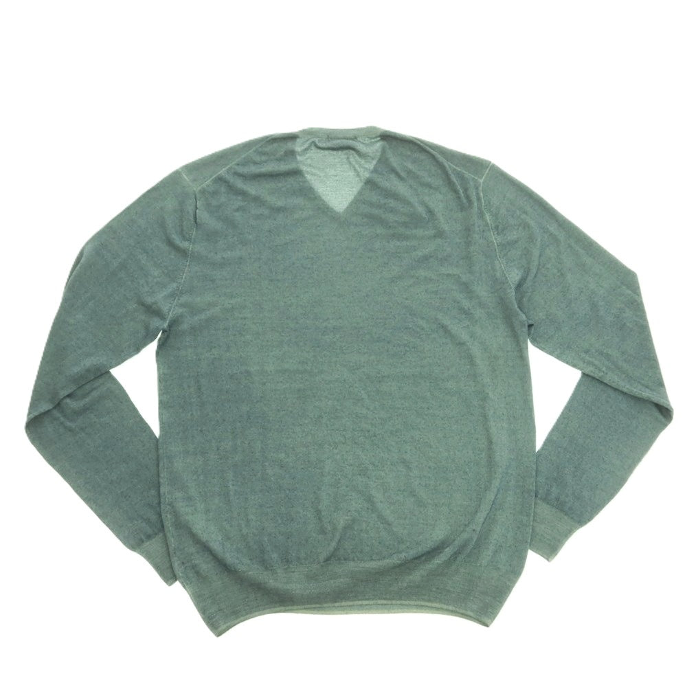 【中古】オリジナルヴィンテージスタイル ORIGINAL VINTAGE STYLE ハイゲージ ウール Vネック プルオーバーニット グリーン【 表記なし(XL位) 】【 状態ランクB 】【 メンズ 】