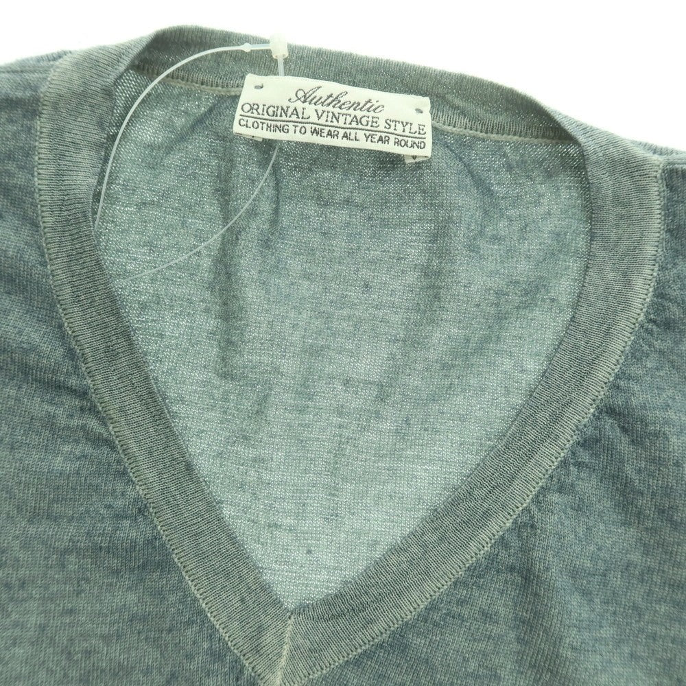 【中古】オリジナルヴィンテージスタイル ORIGINAL VINTAGE STYLE ハイゲージ ウール Vネック プルオーバーニット グリーン【 表記なし(XL位) 】【 状態ランクB 】【 メンズ 】