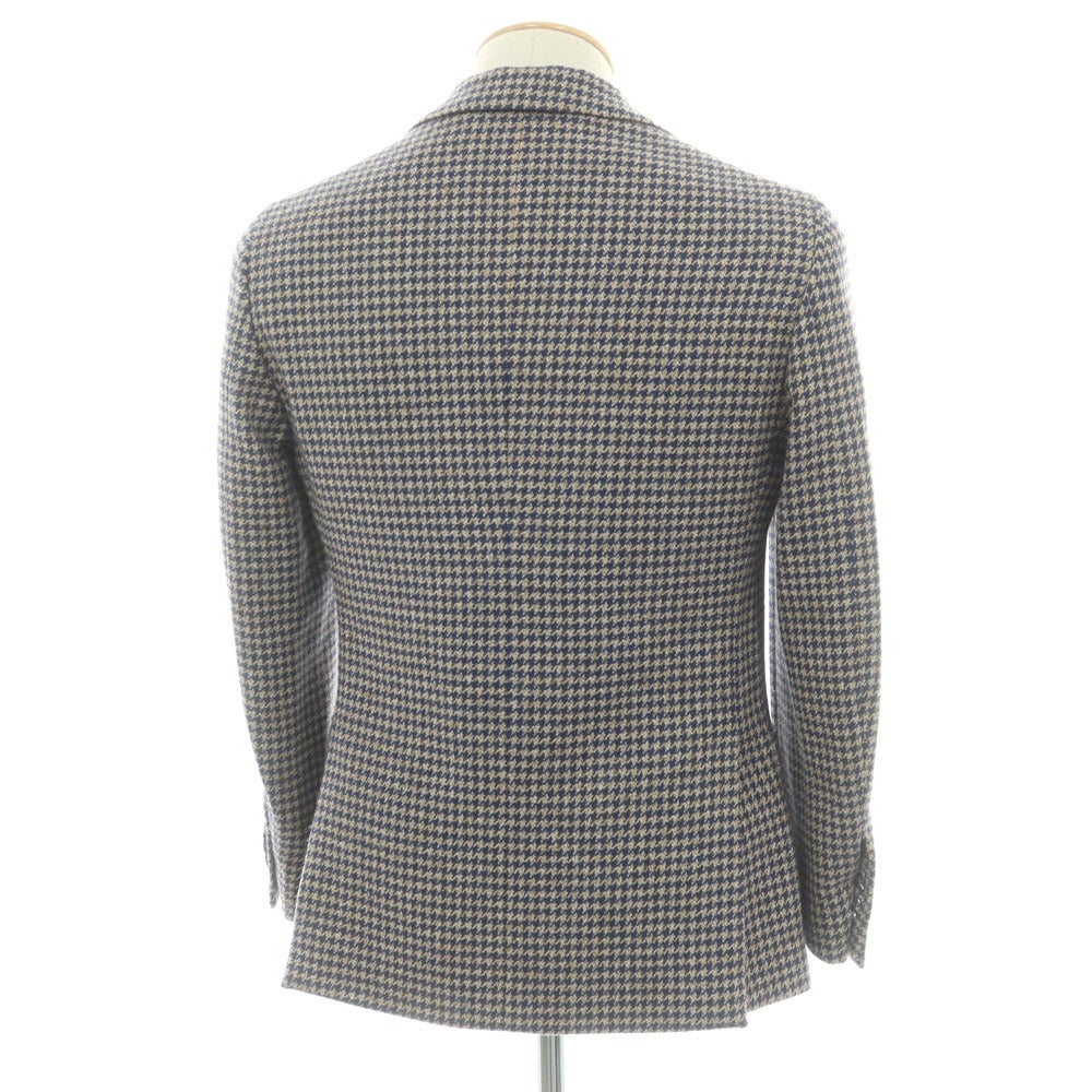 【中古】ラルディーニ LARDINI ウール ハウンドトゥース 3B テーラードジャケット ライトネイビーxブラウン【 42 】【 状態ランクA 】【 メンズ 】