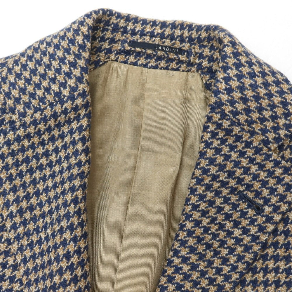 【中古】ラルディーニ LARDINI ウール ハウンドトゥース 3B テーラードジャケット ライトネイビーxブラウン【 42 】【 状態ランクA 】【 メンズ 】