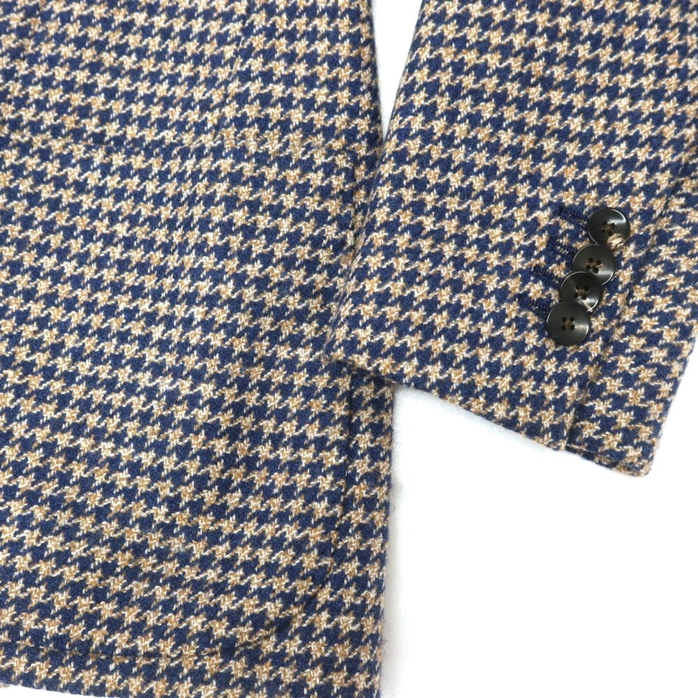 【中古】ラルディーニ LARDINI ウール ハウンドトゥース 3B テーラードジャケット ライトネイビーxブラウン【 42 】【 状態ランクA 】【 メンズ 】