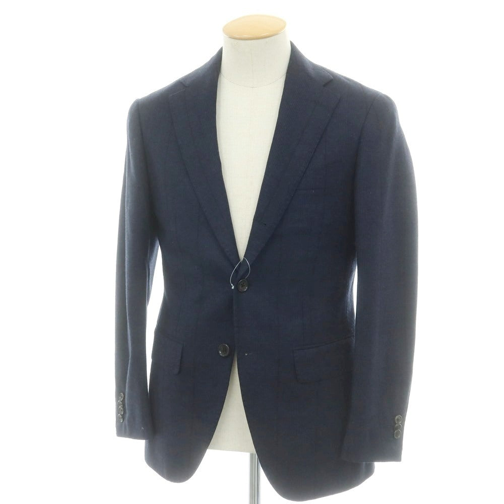 【中古】ブリッラ ペル イル グスト Brilla per il gusto ウール チェック 3B テーラードジャケット ネイビー【 42 】【 状態ランクB 】【 メンズ 】