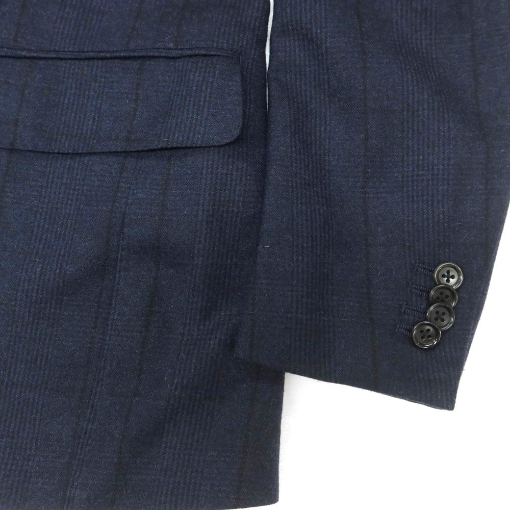 【中古】ブリッラ ペル イル グスト Brilla per il gusto ウール チェック 3B テーラードジャケット ネイビー【 サイズ42 】【 状態ランクB 】【 メンズ 】