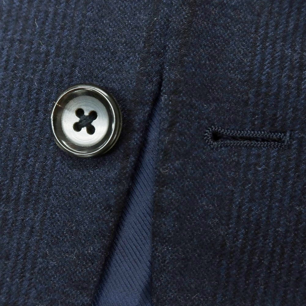 【中古】ブリッラ ペル イル グスト Brilla per il gusto ウール チェック 3B テーラードジャケット ネイビー【 42 】【 状態ランクB 】【 メンズ 】