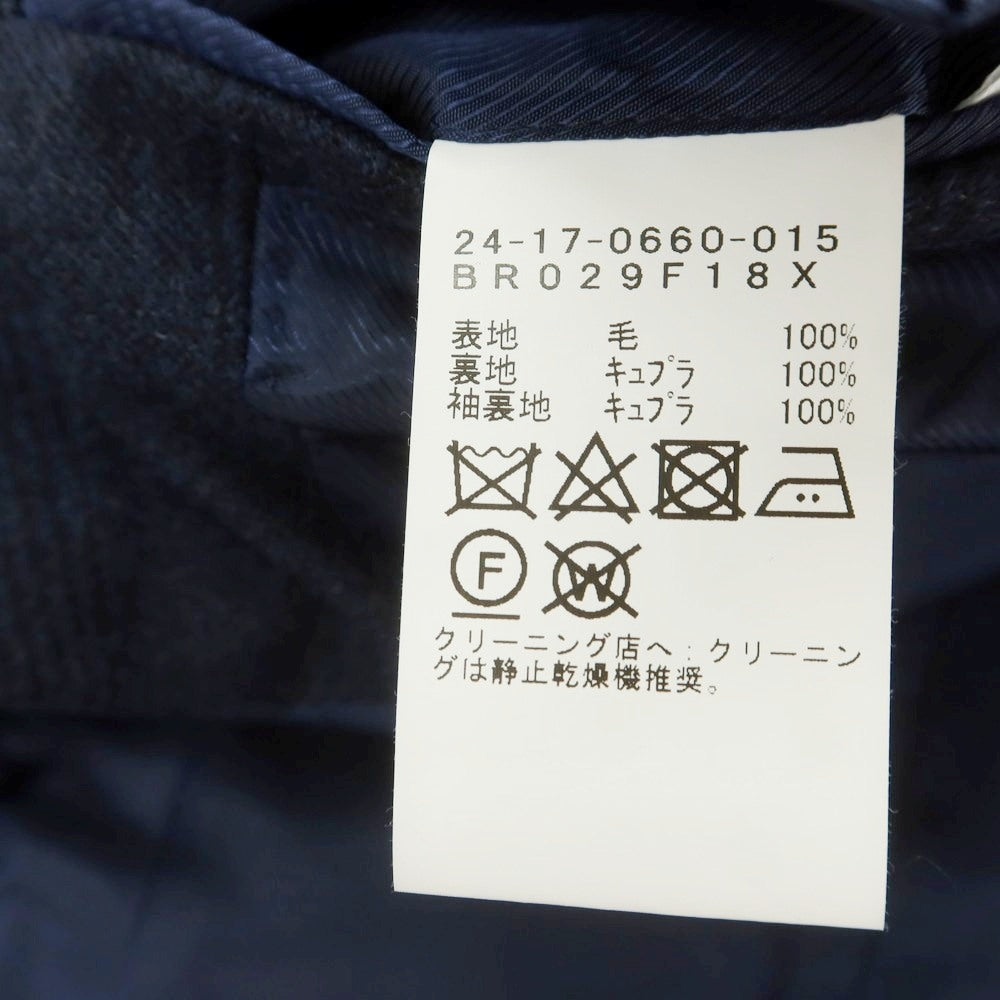 【中古】ブリッラ ペル イル グスト Brilla per il gusto ウール チェック 3B テーラードジャケット ネイビー【 サイズ42 】【 状態ランクB 】【 メンズ 】