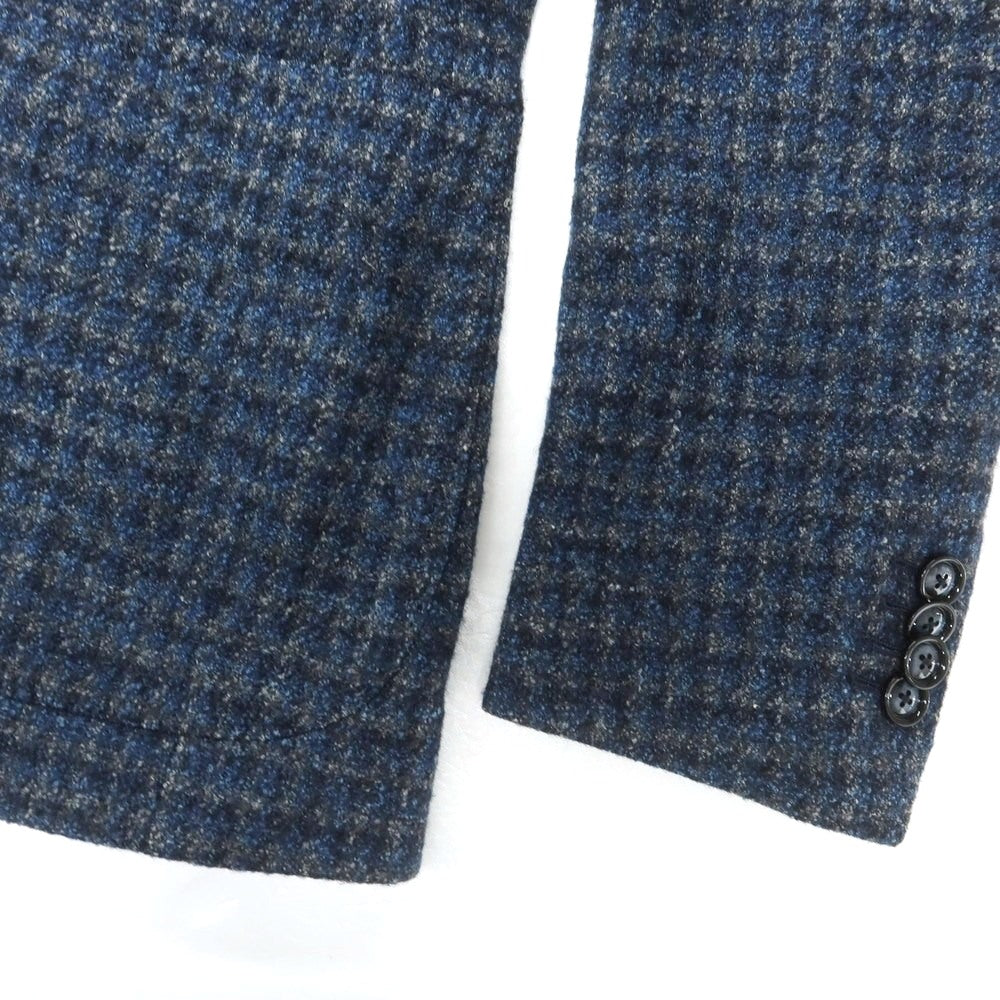 【中古】タリアトーレ TAGLIATORE Brilla per il gusto別注 ウールナイロンシルクリネン チェック 2B テーラードジャケット ネイビーxブルー【 42 】【 状態ランクC 】【 メンズ 】