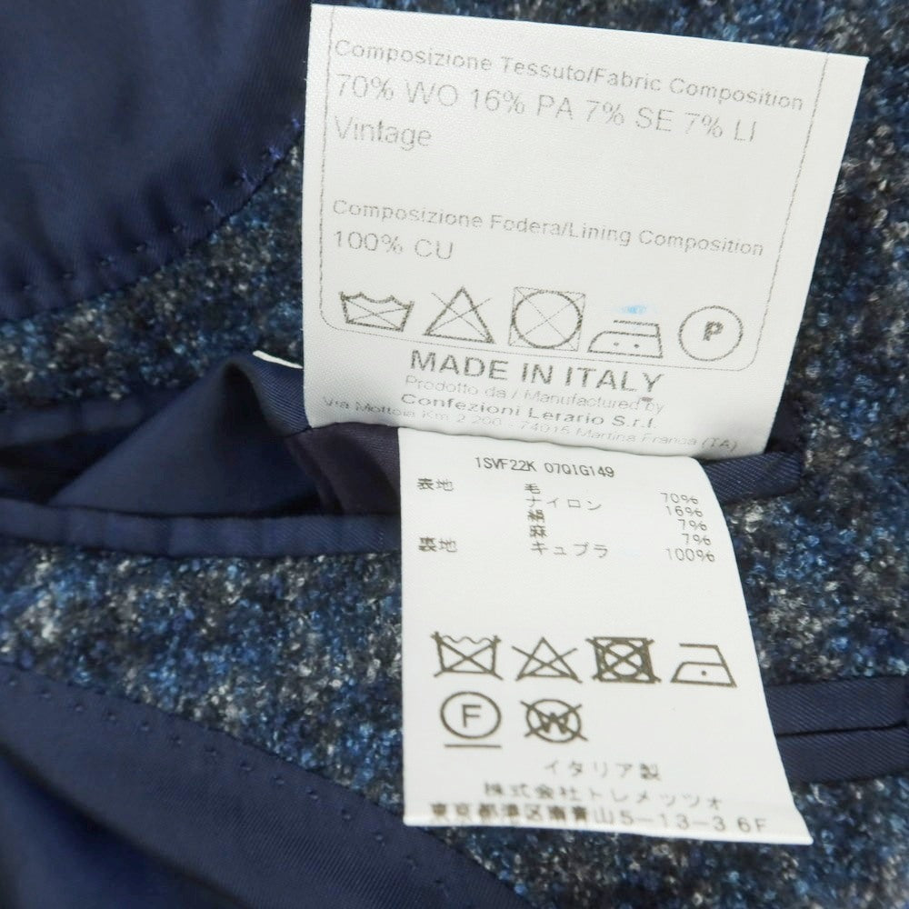 【中古】タリアトーレ TAGLIATORE Brilla per il gusto別注 ウールナイロンシルクリネン チェック 2B テーラードジャケット ネイビーxブルー【 42 】【 状態ランクC 】【 メンズ 】