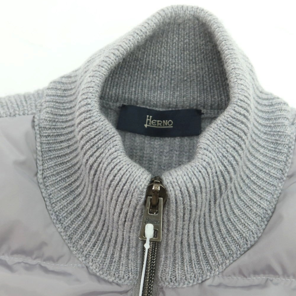【中古】ヘルノ Herno ニット ダブルジップ ダウンジャケット グレー【 44 】【 状態ランクB 】【 メンズ 】