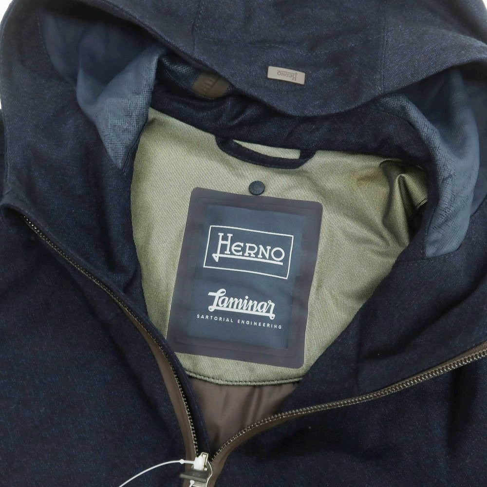 【中古】ヘルノ Herno ウール 中綿入りライナー付き ダブルジップ フーデッドブルゾン ネイビー【 42 】【 状態ランクC 】【 メンズ 】