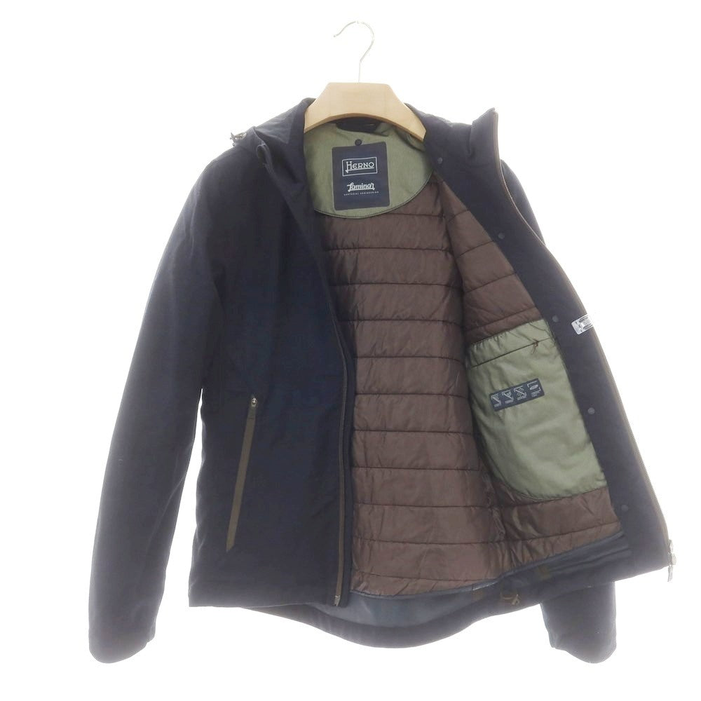 【中古】ヘルノ Herno ウール 中綿入りライナー付き ダブルジップ フーデッドブルゾン ネイビー【 42 】【 状態ランクC 】【 メンズ 】