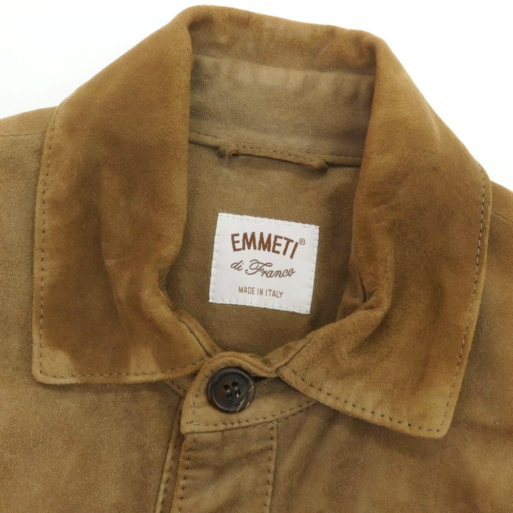 【中古】エンメティ EMMETI ゴートスキン スエード レザーブルゾン ダークベージュ【 42 】【 状態ランクD 】【 メンズ 】