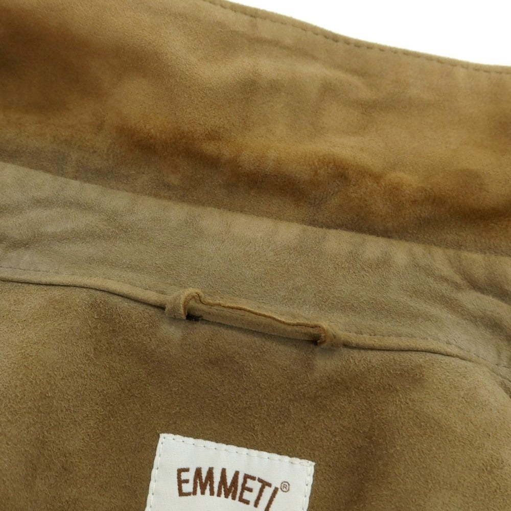 【中古】エンメティ EMMETI ゴートスキン スエード レザーブルゾン ダークベージュ【 42 】【 状態ランクD 】【 メンズ 】