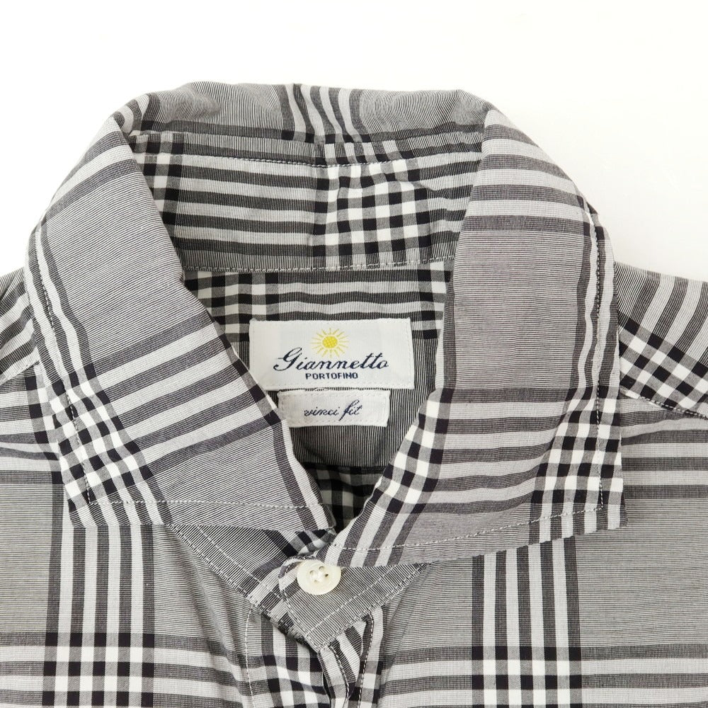【中古】ジャンネット giannetto コットン チェック カジュアルシャツ グレー【 XS 】【 状態ランクB 】【 メンズ 】