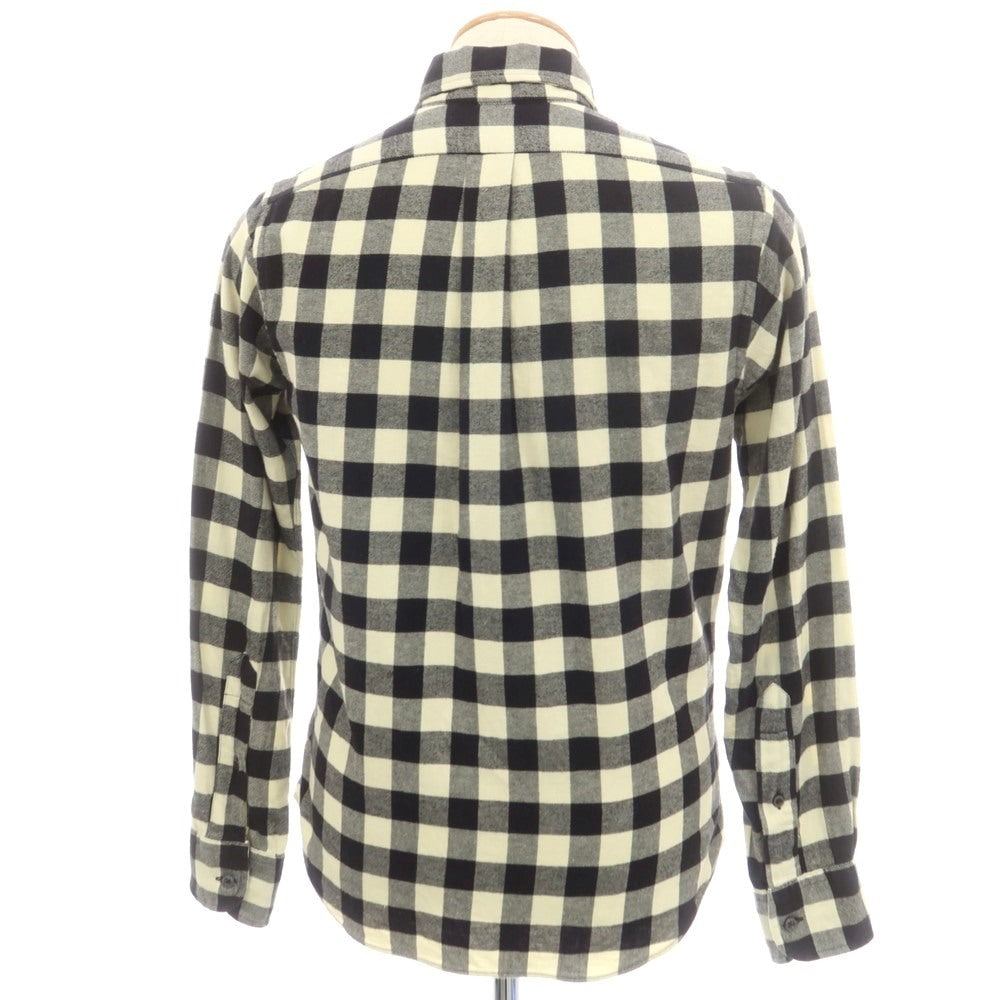 【中古】インディビジュアライズドシャツ INDIVIDUALIZED SHIRTS コットン ブロックチェック ボタンダウン カジュアルシャツ ブラックxアイボリー【 14 1/2-32 】【 状態ランクC 】【 メンズ 】