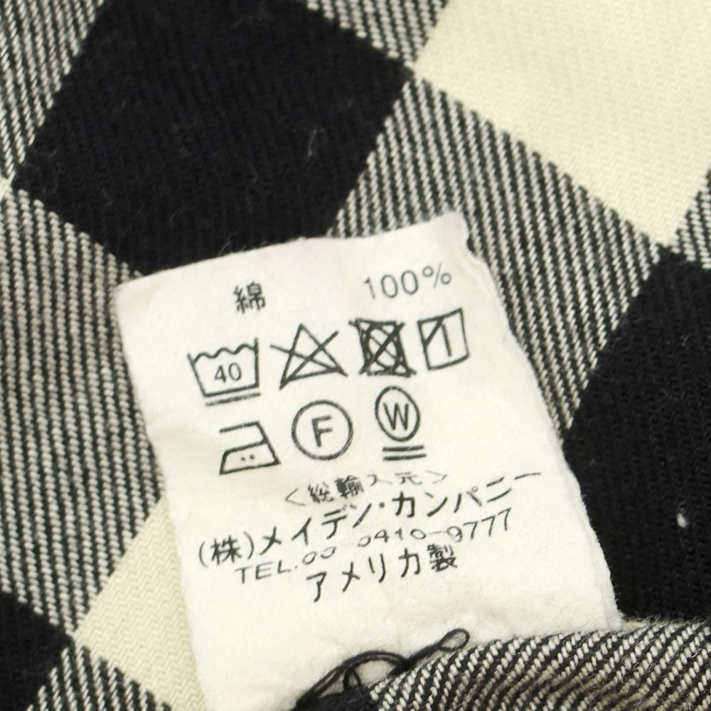 【中古】インディビジュアライズドシャツ INDIVIDUALIZED SHIRTS コットン ブロックチェック ボタンダウン カジュアルシャツ ブラックxアイボリー【 14 1/2-32 】【 状態ランクC 】【 メンズ 】