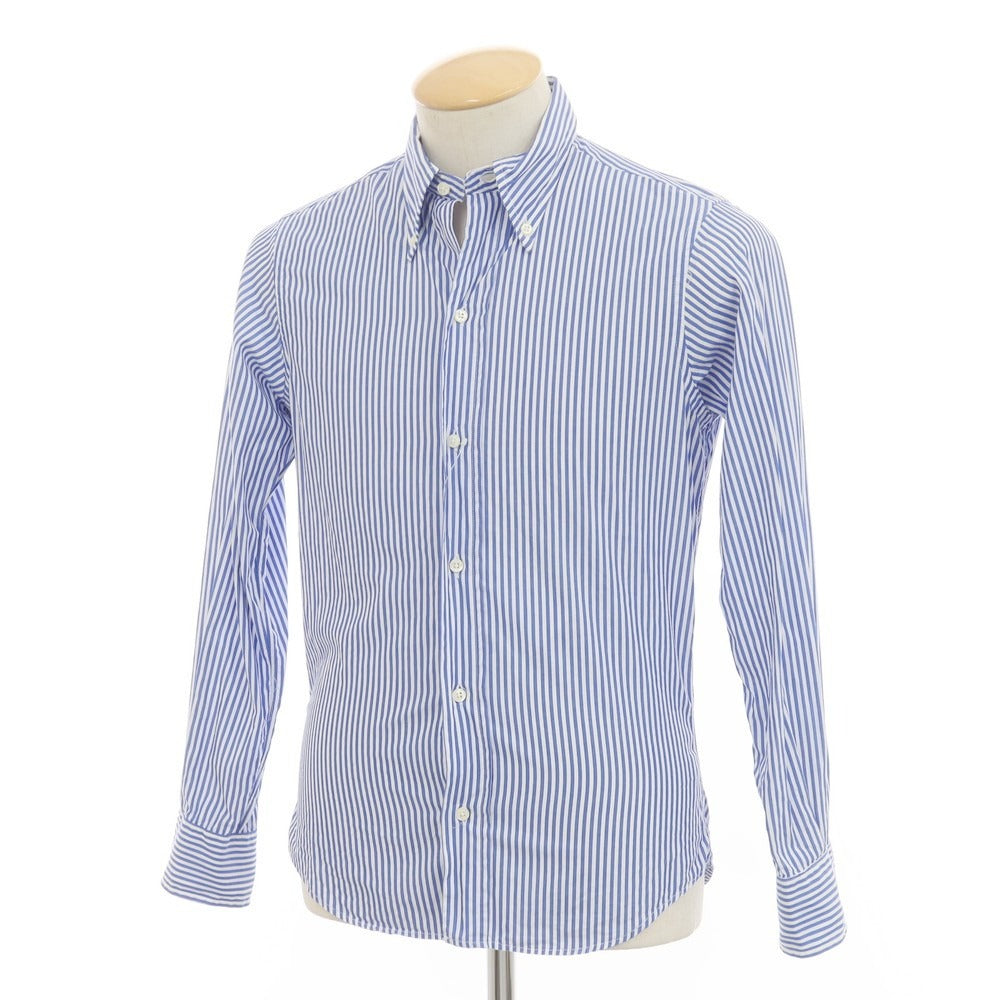 【中古】インディビジュアライズドシャツ INDIVIDUALIZED SHIRTS コットン ストライプ ボタンダウン シャツ ブルーxホワイト【 14 1/2 】【 状態ランクB 】【 メンズ 】
