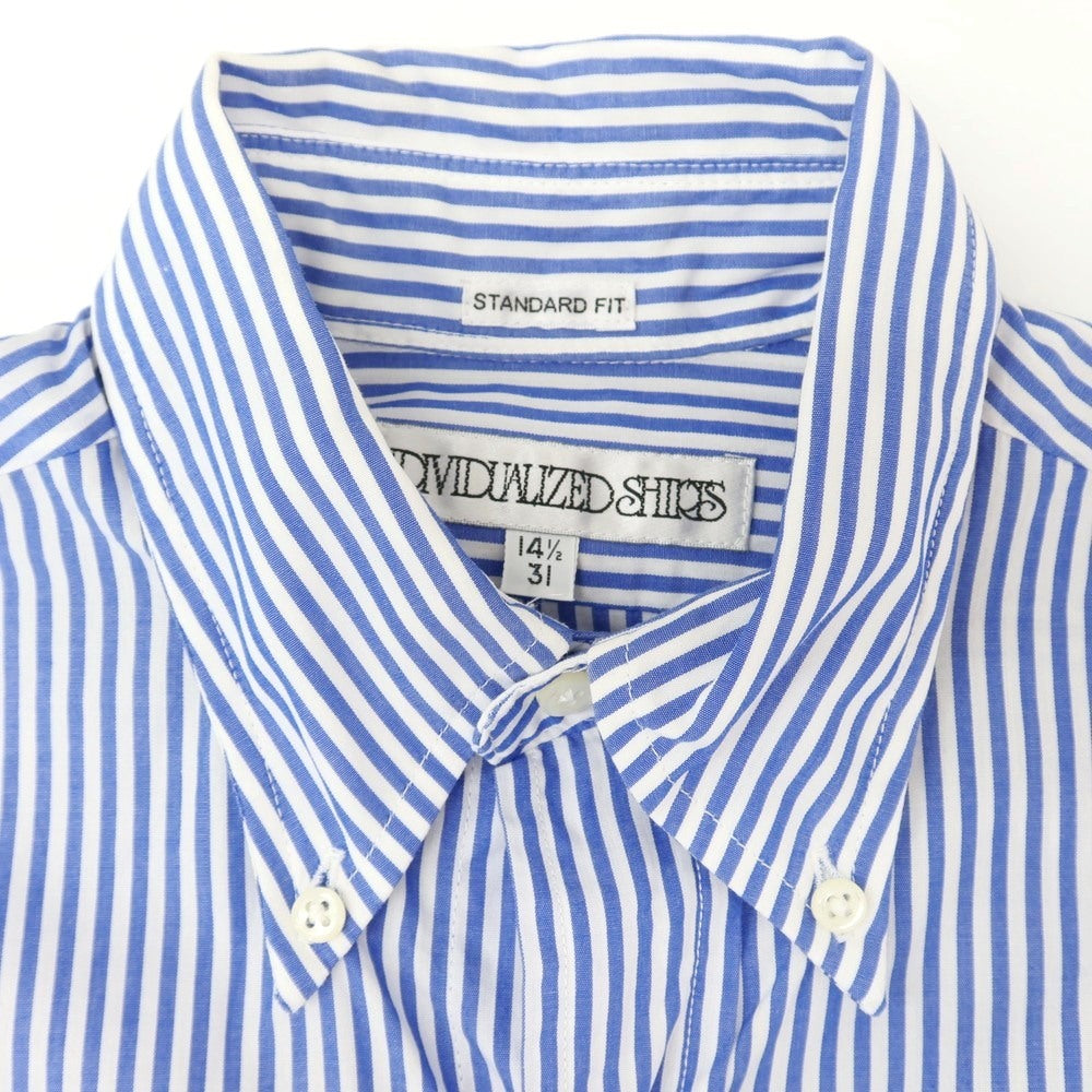 【中古】インディビジュアライズドシャツ INDIVIDUALIZED SHIRTS コットン ストライプ ボタンダウン シャツ ブルーxホワイト【 14 1/2 】【 状態ランクB 】【 メンズ 】