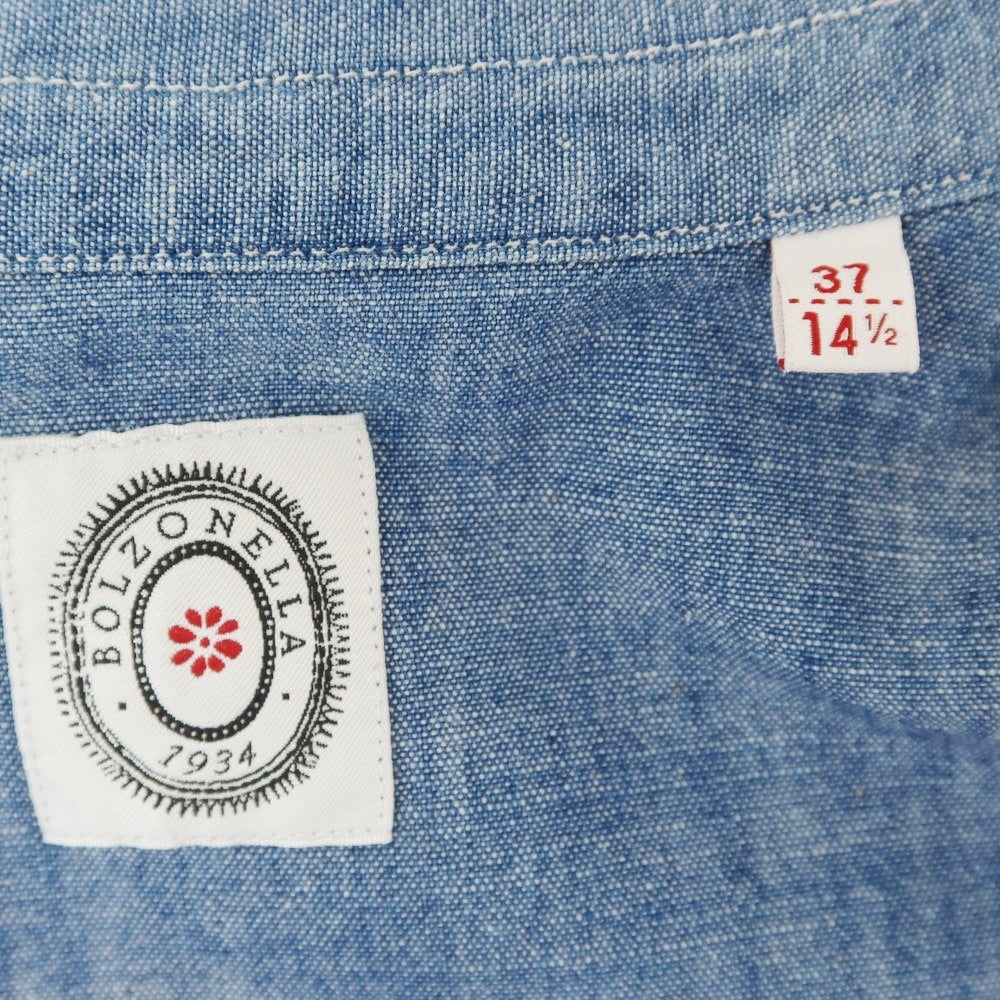 【中古】ボルゾネッラ BOLZONELLA コットン カジュアルシャツ ブルー【 37 】【 状態ランクC 】【 メンズ 】