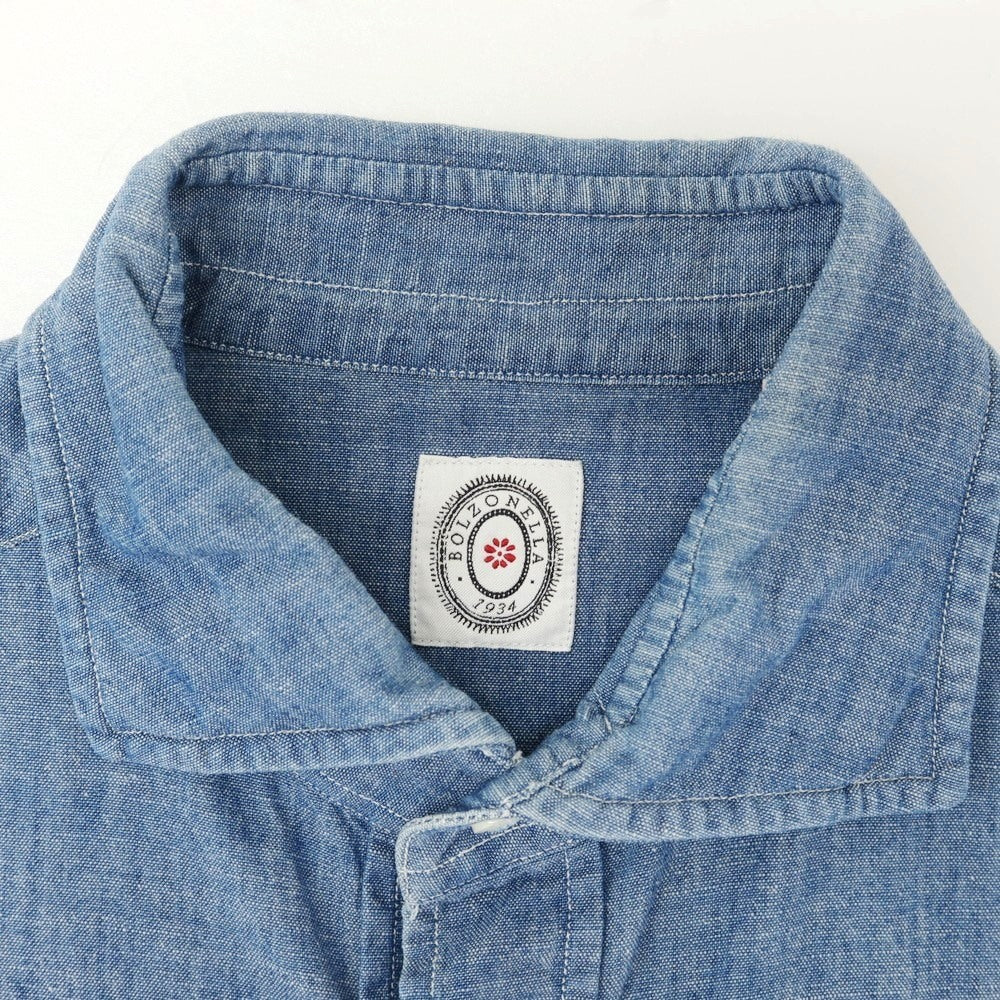 【中古】ボルゾネッラ BOLZONELLA コットン カジュアルシャツ ブルー【 37 】【 状態ランクC 】【 メンズ 】