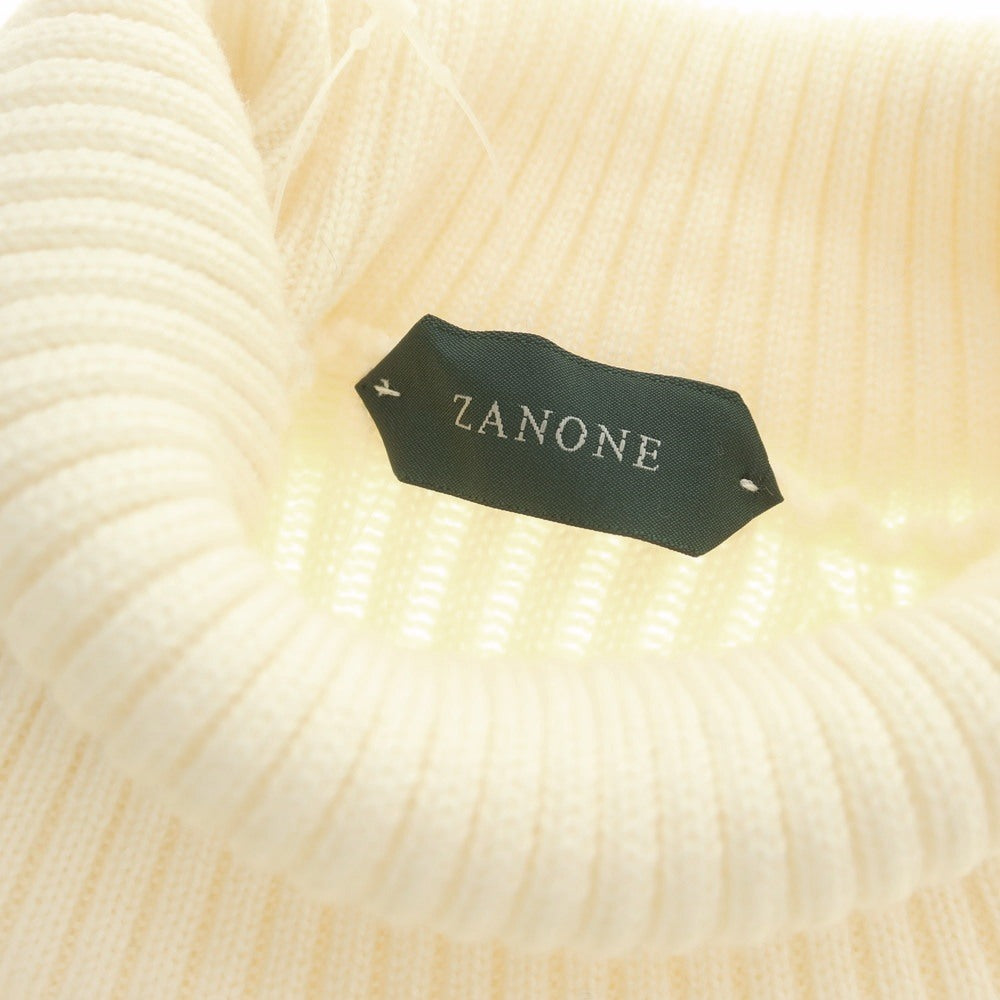 【中古】ザノーネ ZANONE ウール リブ タートルネック プルオーバーニット アイボリー【 46 】【 状態ランクB 】【 メンズ 】