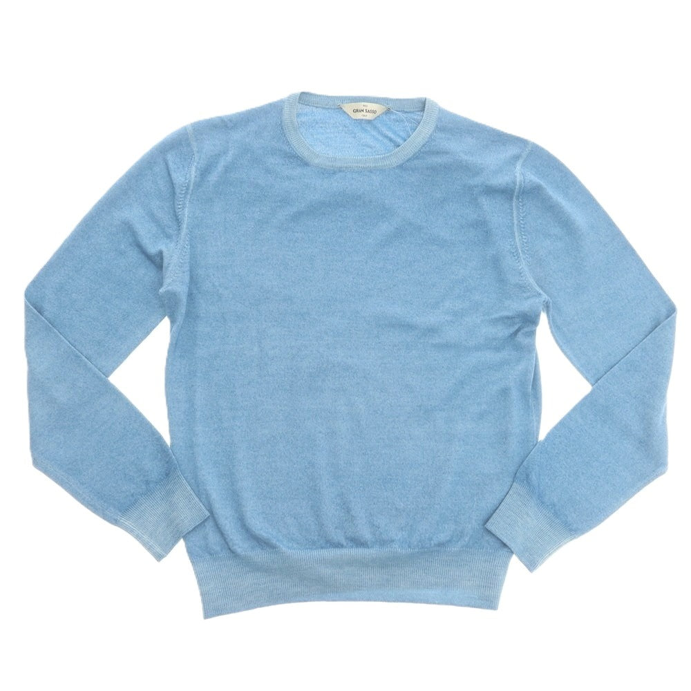 【中古】グランサッソ GRAN SASSO ハイゲージ ウール クルーネック プルオーバーニット ブルー【 46 】【 状態ランクB 】【 メンズ 】