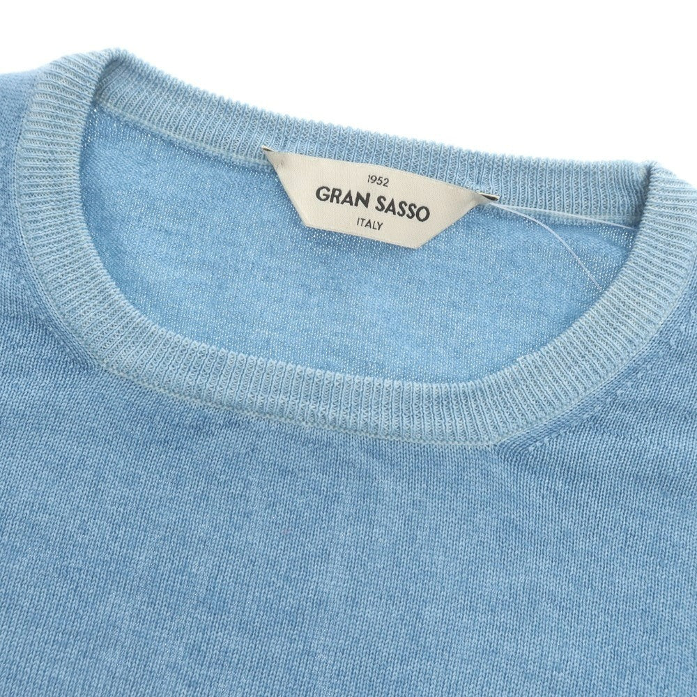 【中古】グランサッソ GRAN SASSO ハイゲージ ウール クルーネック プルオーバーニット ブルー【 46 】【 状態ランクB 】【 メンズ 】
