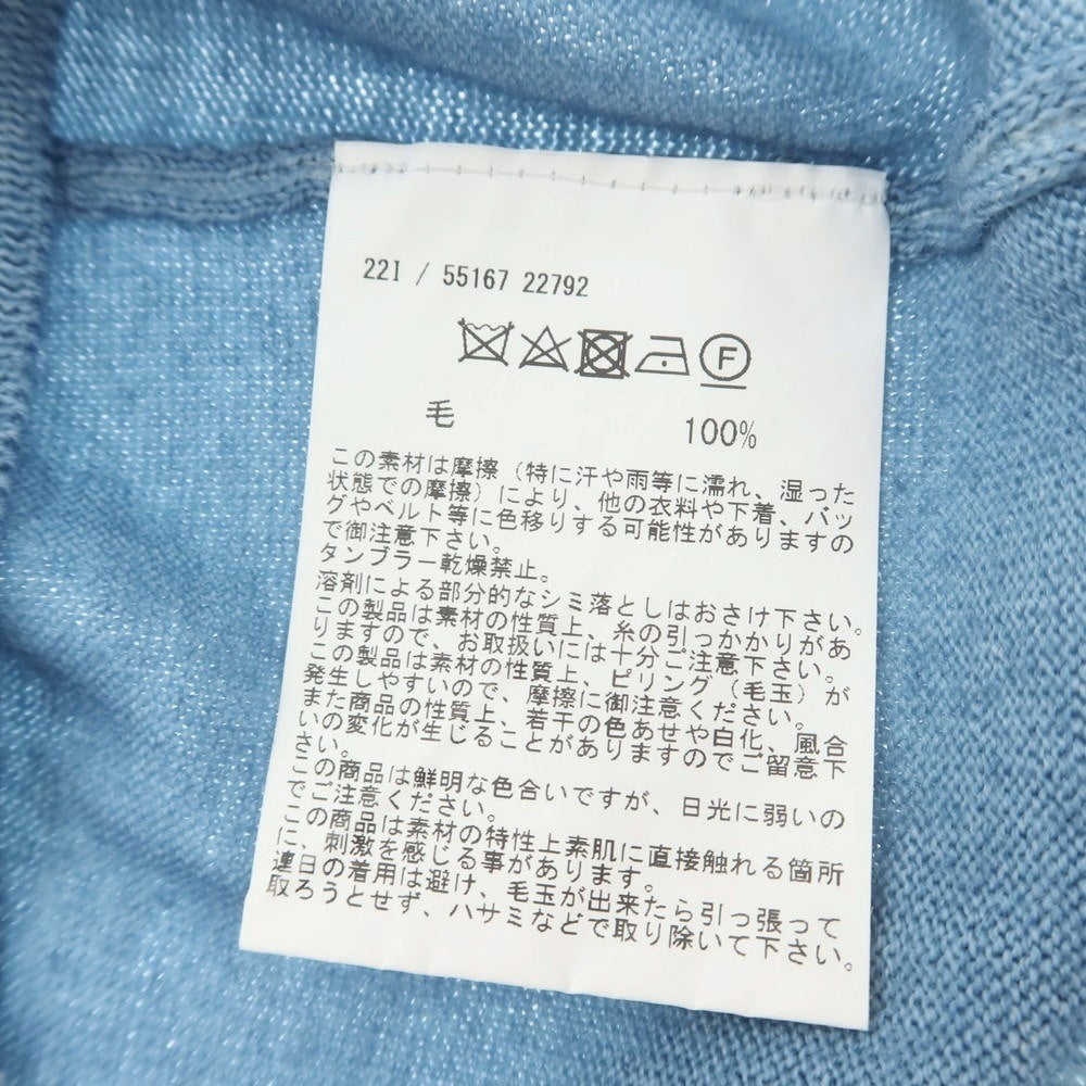 【中古】グランサッソ GRAN SASSO ハイゲージ ウール クルーネック プルオーバーニット ブルー【 46 】【 状態ランクB 】【 メンズ 】