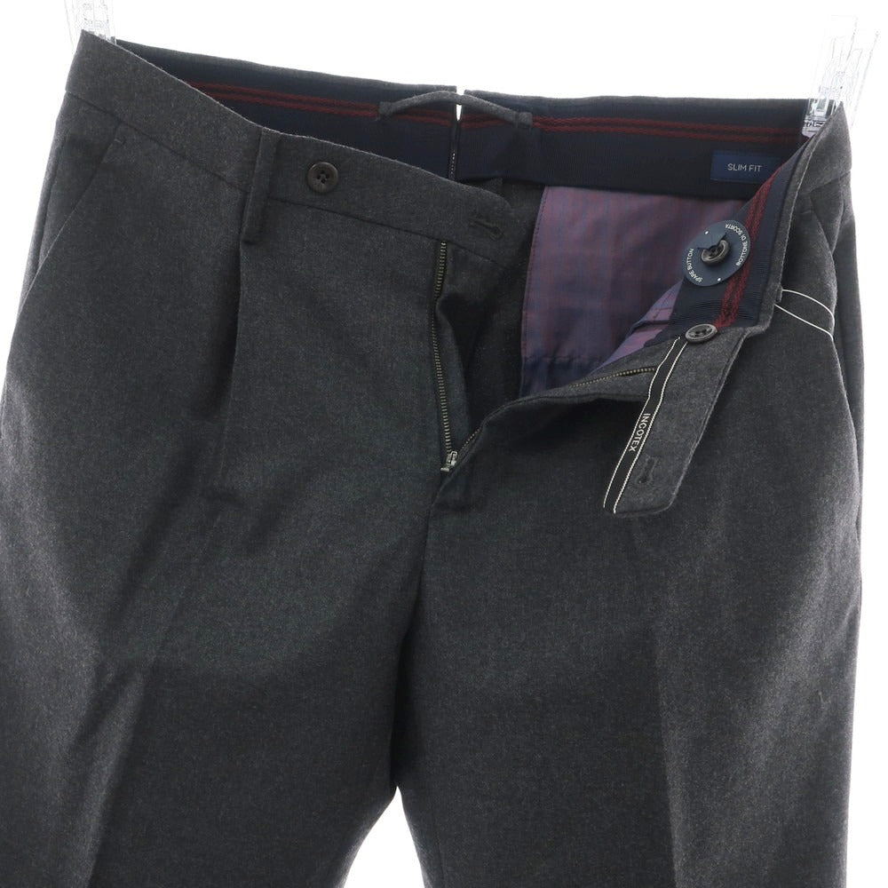 【新品】インコテックス INCOTEX 31型 ウール ワンプリーツ ドレススラックスパンツ ダークグレー(05)【 48 】【 状態ランクN 】【 メンズ 】