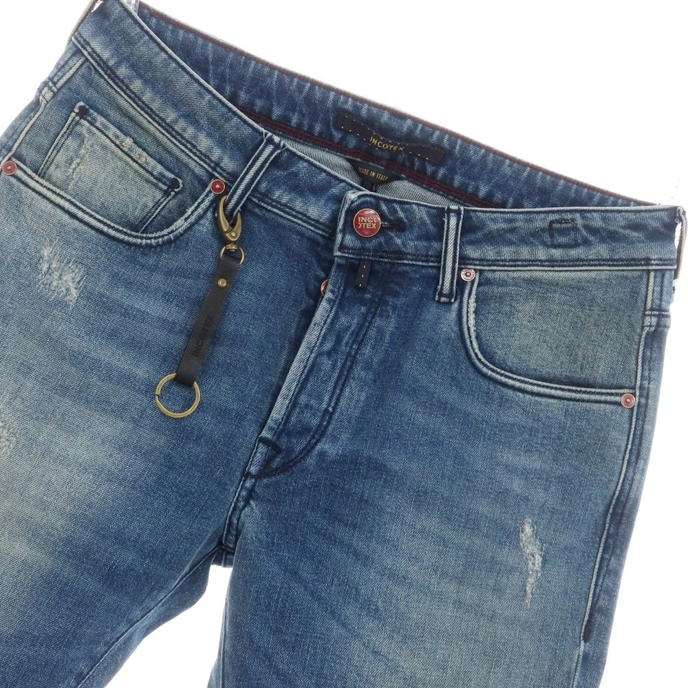 【新品】インコテックス ブルーディヴィジョン INCOTEX BLUE DIVISION Slim リペア加工 デニムパンツ ジーンズ ブルー【 33 】【 状態ランクN 】【 メンズ 】