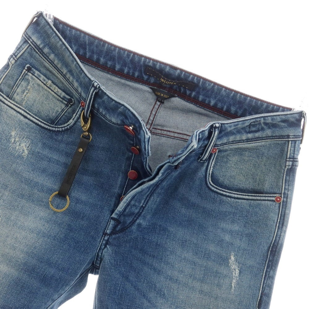 【新品】インコテックス ブルーディヴィジョン INCOTEX BLUE DIVISION Slim リペア加工 デニムパンツ ジーンズ ブルー【 33 】【 状態ランクN 】【 メンズ 】