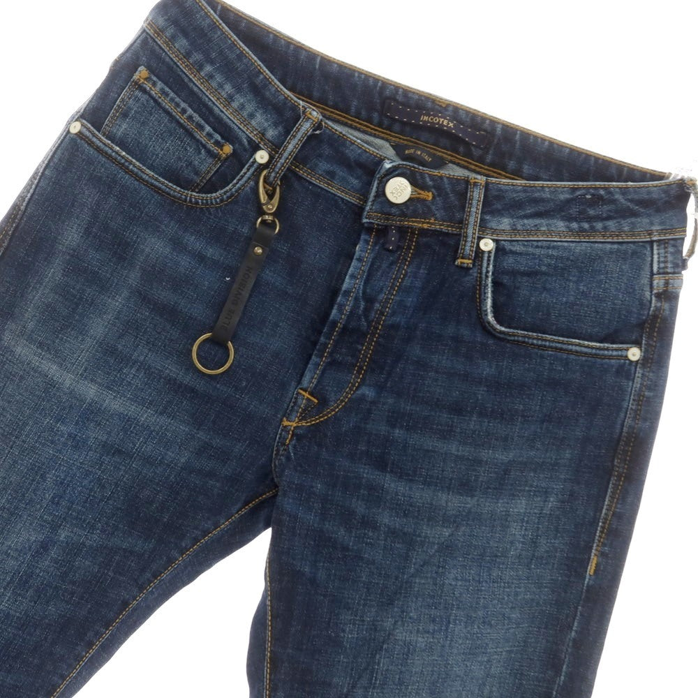 【新品】インコテックス ブルーディヴィジョン INCOTEX BLUE DIVISION Slim リペア加工 デニムパンツ ジーンズ ネイビー【 33 】【 状態ランクN 】【 メンズ 】
