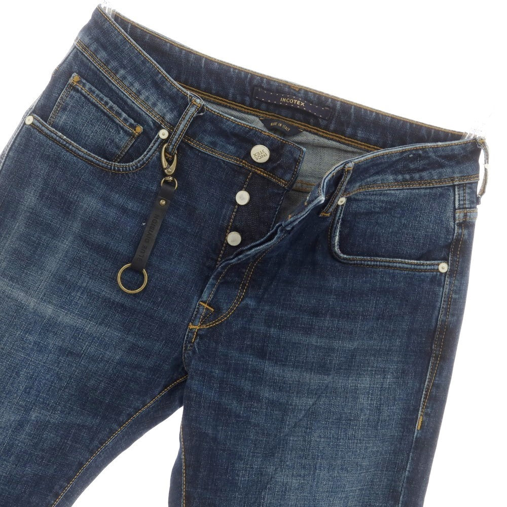 【新品】インコテックス ブルーディヴィジョン INCOTEX BLUE DIVISION Slim リペア加工 デニムパンツ ジーンズ ネイビー【 33 】【 状態ランクN 】【 メンズ 】