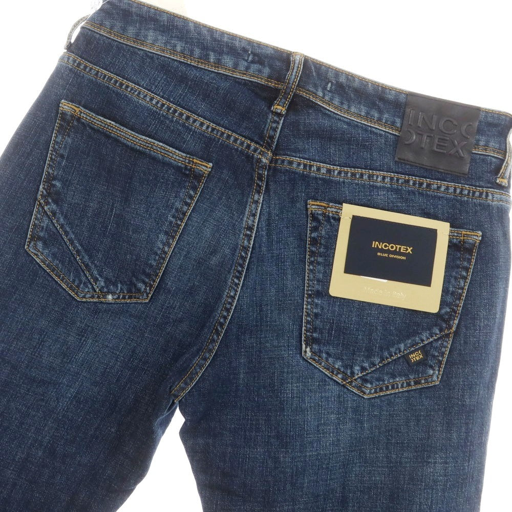 【新品】インコテックス ブルーディヴィジョン INCOTEX BLUE DIVISION Slim リペア加工 デニムパンツ ジーンズ ネイビー【 33 】【 状態ランクN 】【 メンズ 】